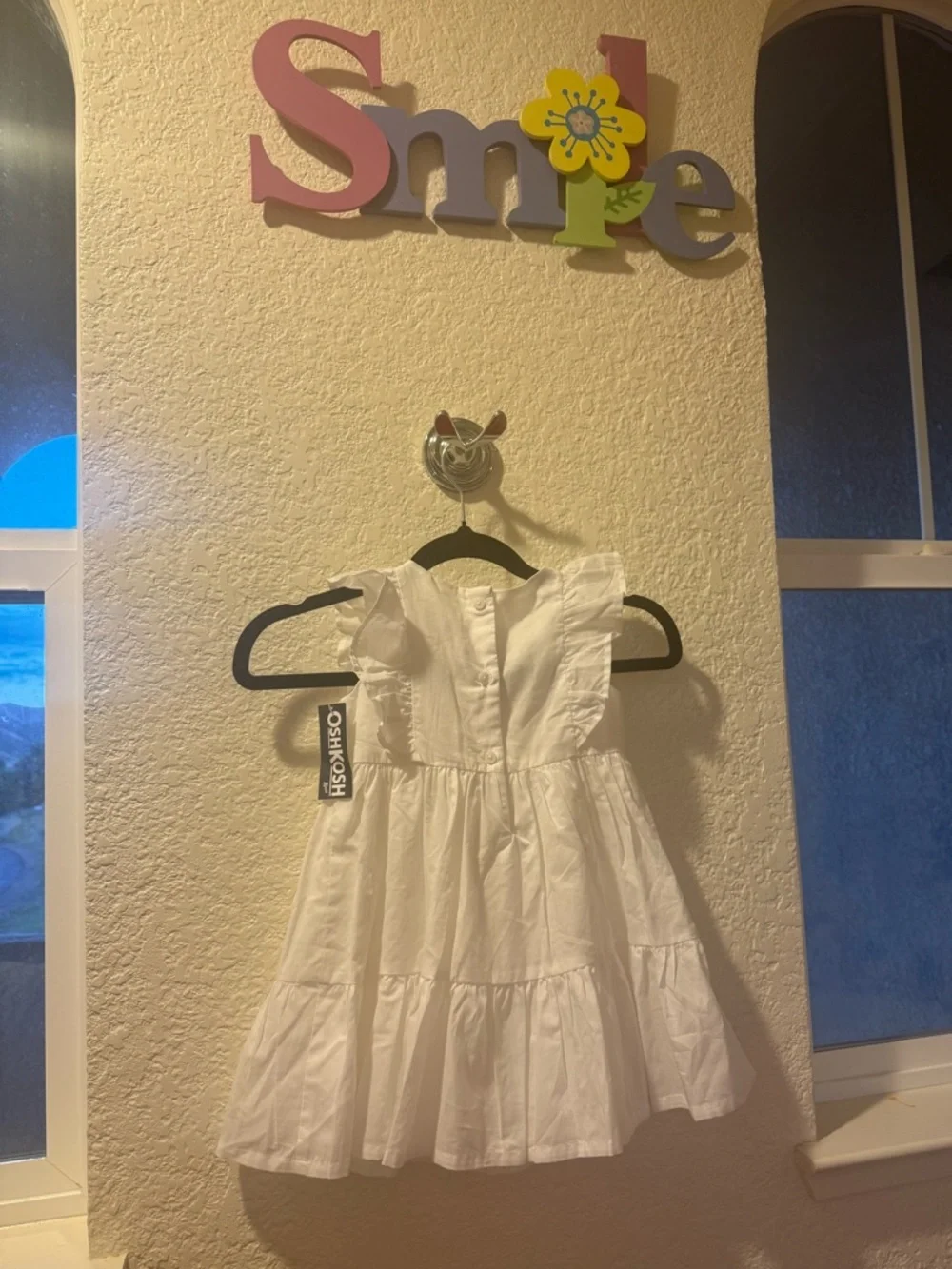 OshKosh B'gosh White Lace Dress 💯% Cotton Ruffle Size 2T Toddler,Party or Spring